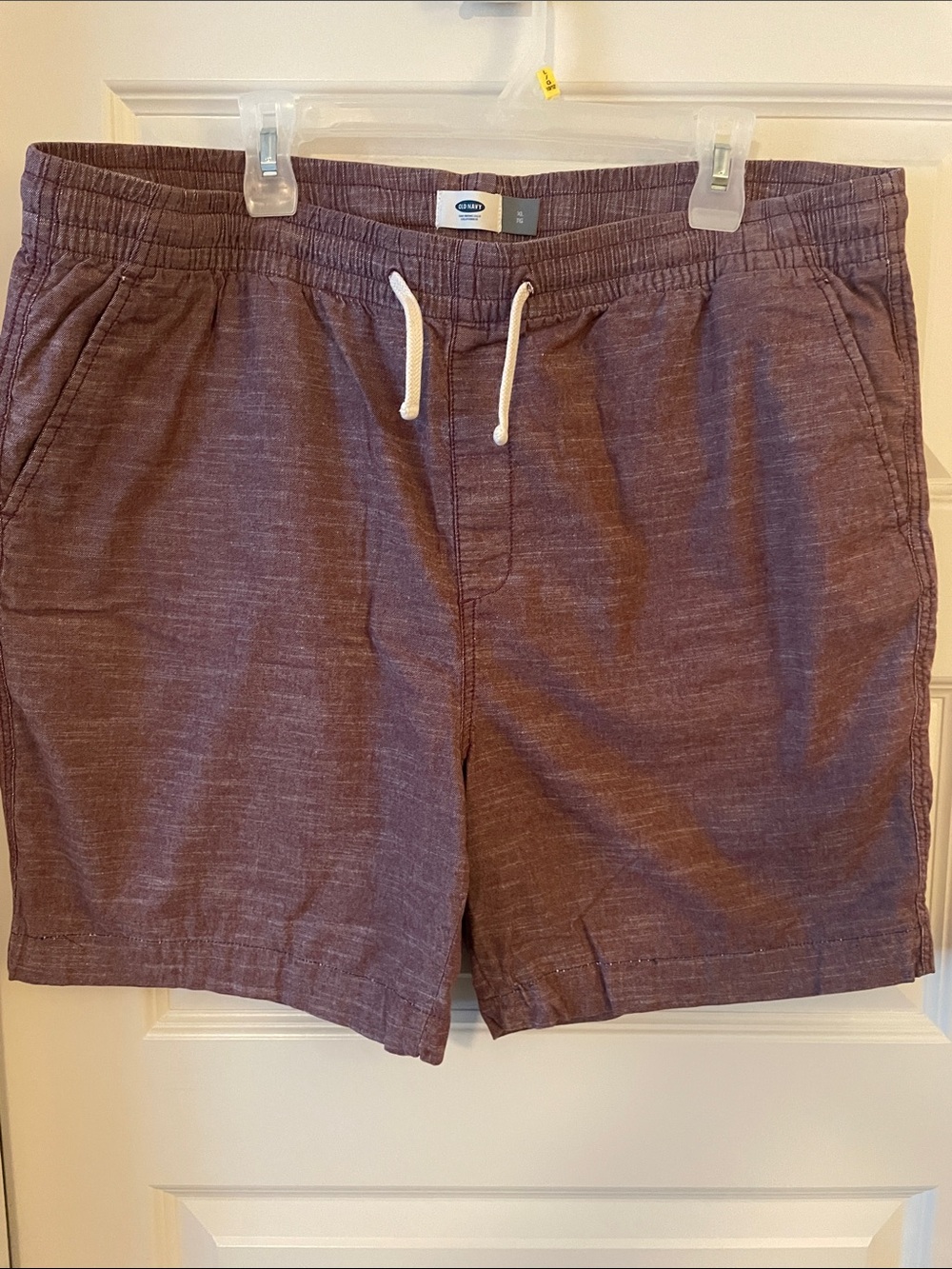 Old Navy Men's Heather Plum Shorts with White Drawstring